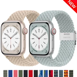 애플 워치 밴드용 꼰 솔로 루프 스트랩, 탄성 팔찌, iWatch 시리즈 se 6 7 8 9 울트라 2 10, 44mm, 40mm, 45mm, 41mm, 46mm, 49mm