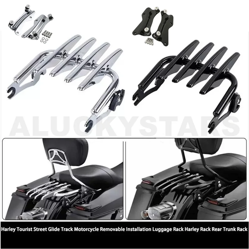 

Rear Luggage Rack Cargo Carrier Bracket For Harley Touring CVO Road Glide Street Glide Electra Glide Road King 09-24