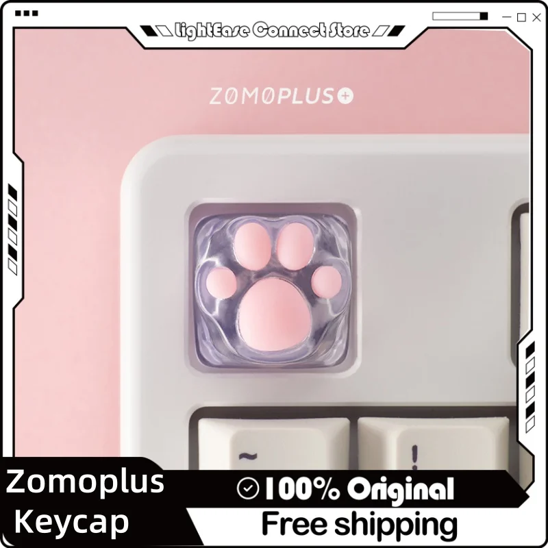 Zomoplus Original Design 3dprinting Christmas Cat Paw Keycap Abs Material Biomimetic Touch Transparent Resin Cute Cartoon Keycap