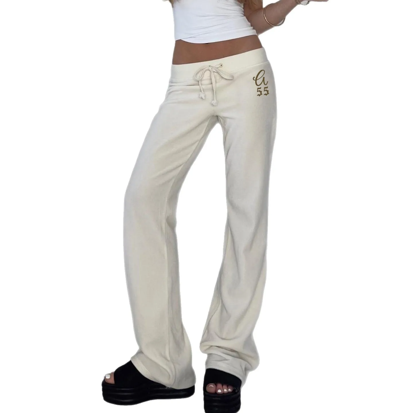 Spicygirl Patchwork Tie up Sweatpants Street Sle Low Waist Straight Leg Ladies Casual Pants Autumn Season China Made