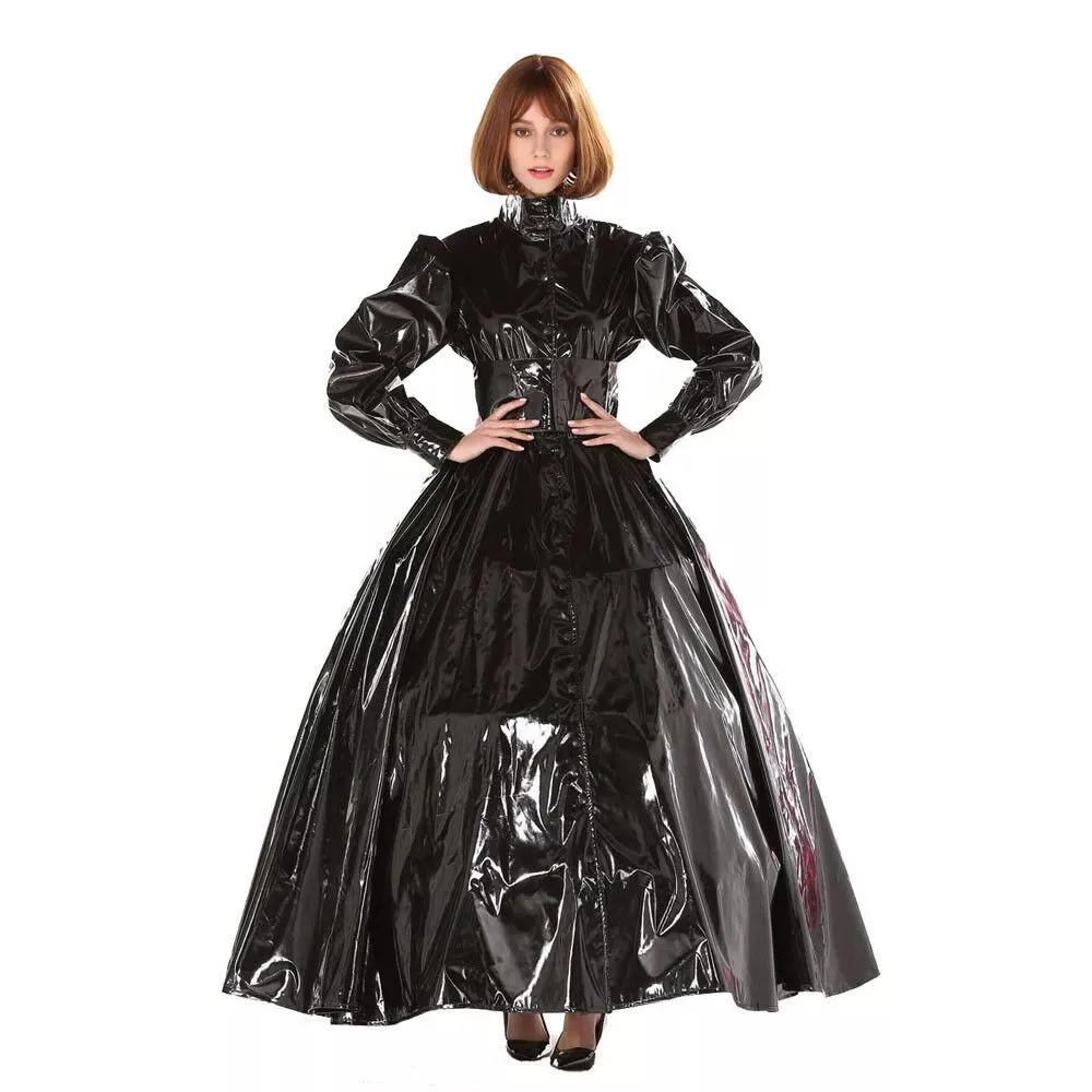 Sissy Girl black Pvc lockable dress French maid cosplay Costumes Tailor-made