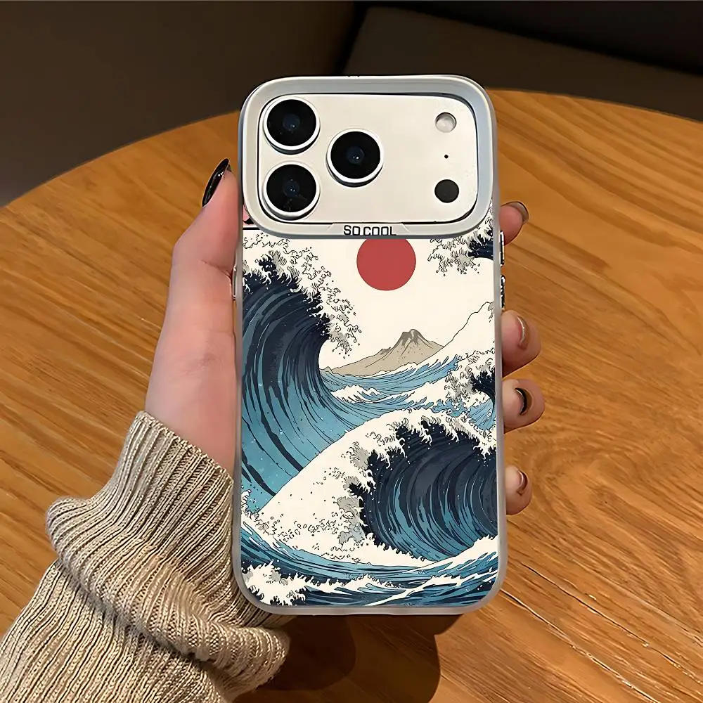 Tokyo Hokkaido Wave Washed White Matte So Cool Lens Bumper Printed Cover For iPhone 16 15 17 14 11 12 13 Pro Max