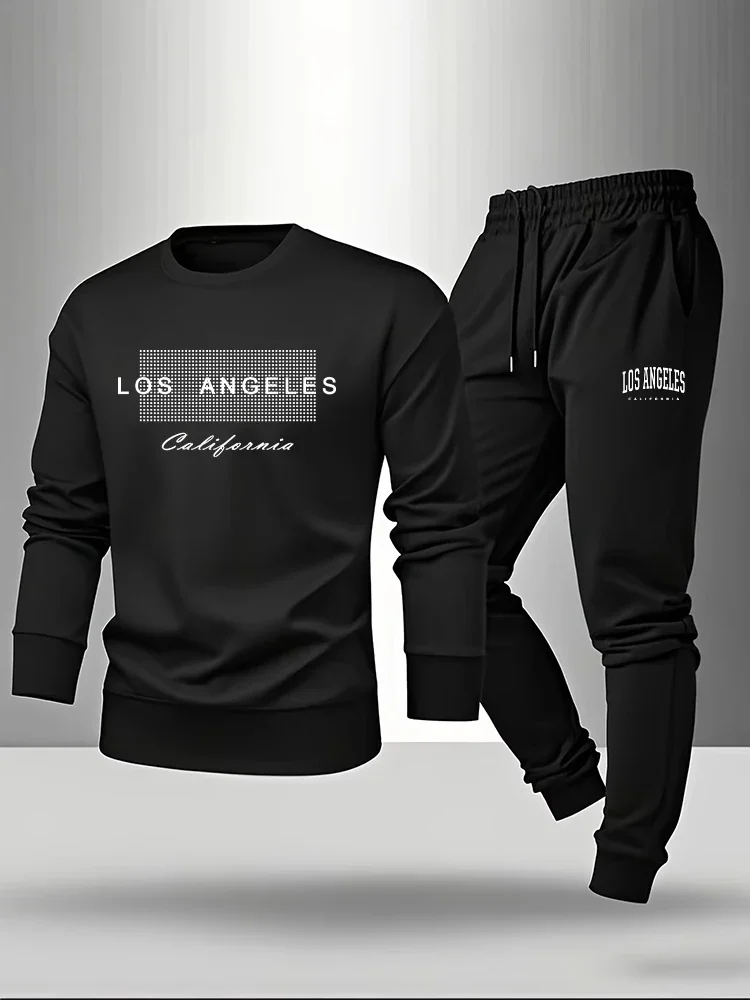 

2026 New Arrival Round Neck Hoodie Sports Pants Spring Autumn Casual Fashion Sweatshirt Sportswear Male Home Outdoor Warm Outfit