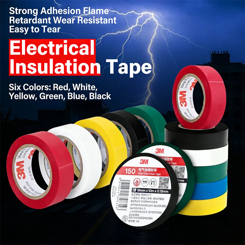 3M 150 10M Electrical Tape Insulation Tape Electrical Tape Ultra-Thin and Ultra-Adhesive Pvc Waterproof Retardant Tape
