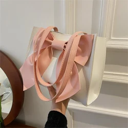 Borsa a tracolla a forma di fiocco per donna, borsa Tote portatile fresca e di grande capacità