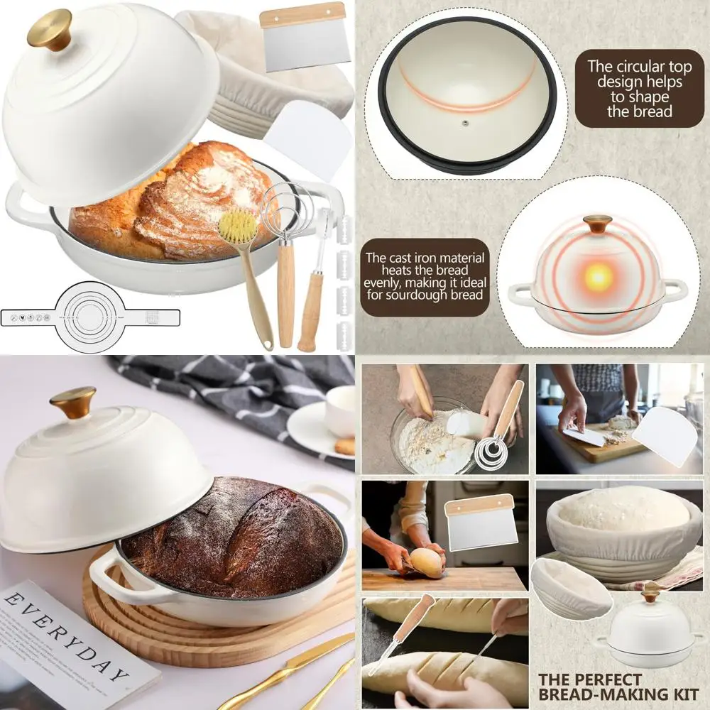 

Enameled Cast Iron Dutch Oven with Lid for Sourdough Baking, Perfect for Bread Proofing and Baking in Cast Iron Pot