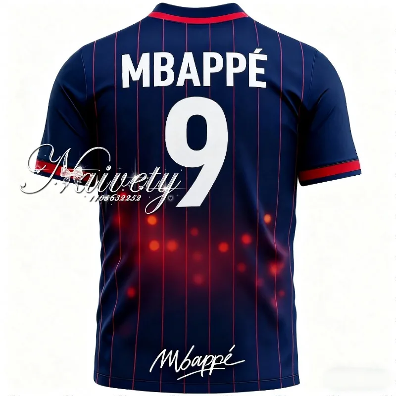 

2025 Summer New Football Jersey 3d Printed Mbappé NO.5 Boys Football Training Clothes Man's Sports Breathable Short Sleeve Tops