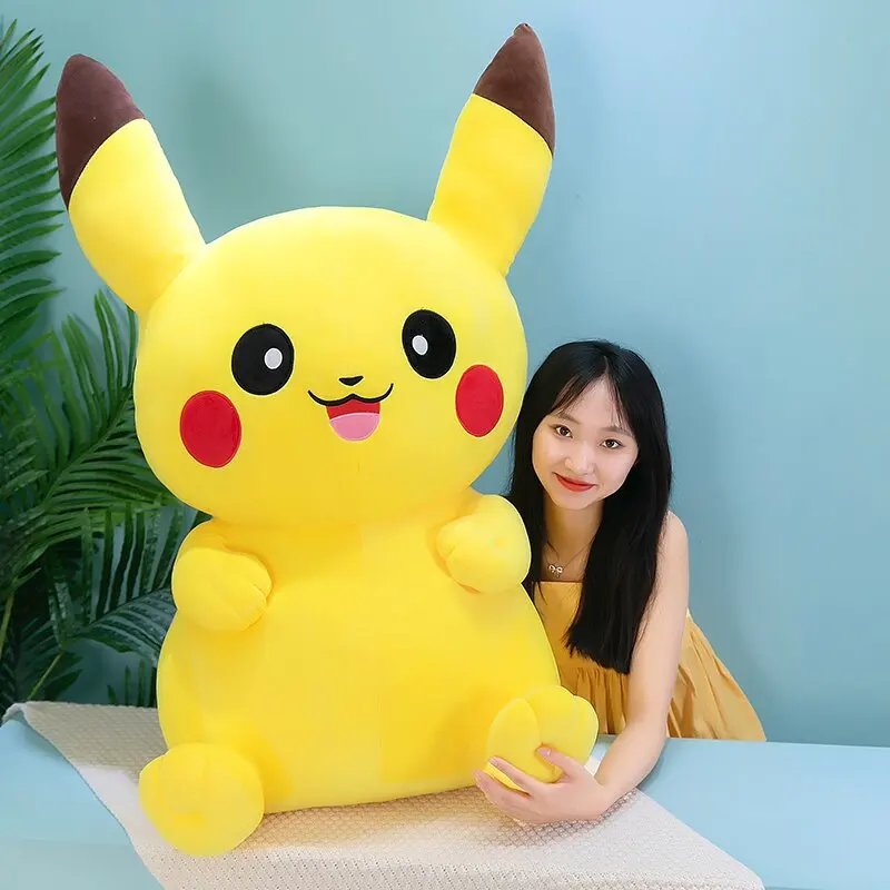 Brinquedo de pelúcia Pokémon Pikachu, Smiley Kawaii, riso, anime recheado, bonecas gigantes, travesseiro macio, decoração do quarto, prenda de estudante para criança, 35-75cm