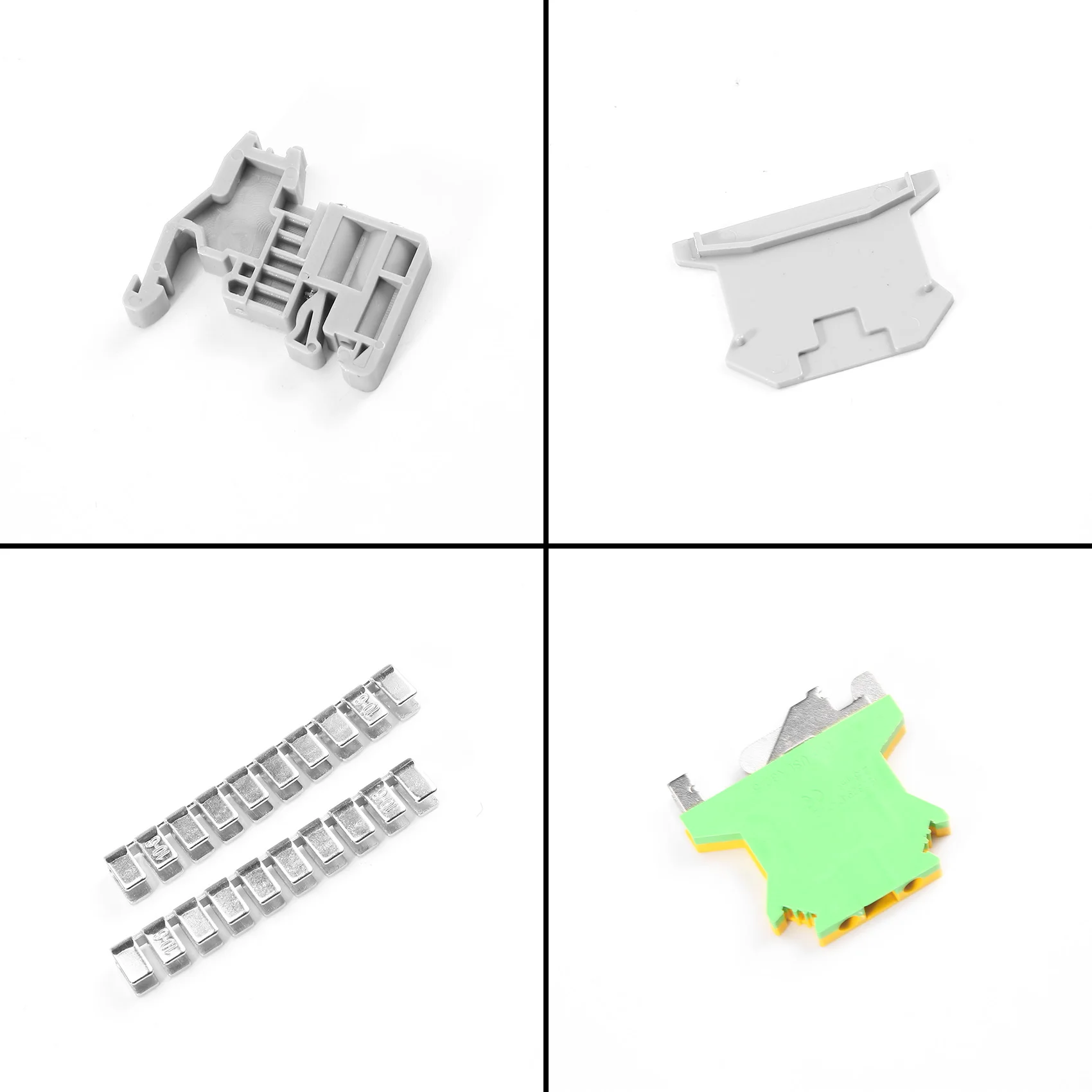 Kit de bloques de terminales de carril DIN A39M, Terminal + bloques de tierra + riel de aluminio + soportes de extremo + cubiertas de extremo + Kits de puentes