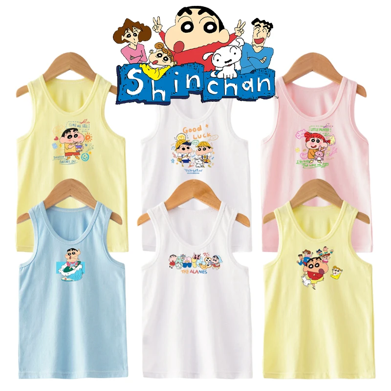 Crayon Shin Chans Tank Tops Kids T-shirt Cotton Baby Vests Home Pajamas Toddler Anime Movie Cartoon Print Clothing Birthday Gift