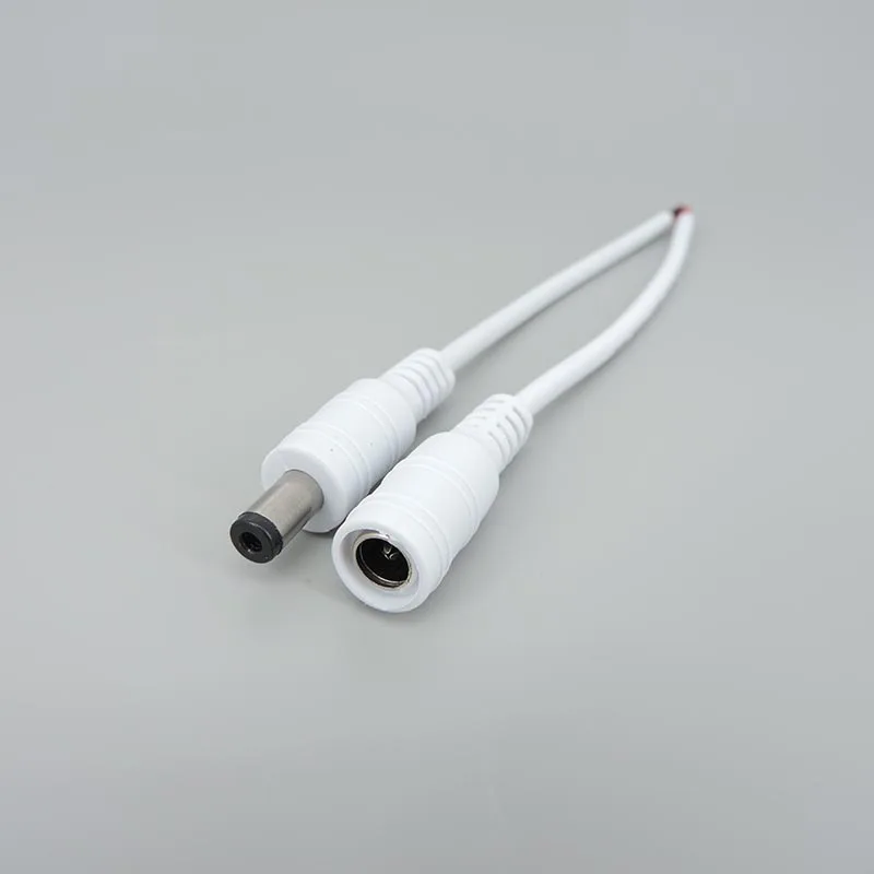 white transparent DC Male Female Power supply Plug Cable Wire pigtail cord 22awg Connector for neon lamp strip Light 5.5x2.1mm