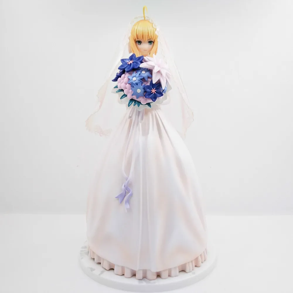 25cm Fate/stay Night Anime Figure 10th Anniversary Action Figure Pvc Wedding Dresses Saber Collectible Model Toy