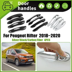 Car Door Handle Cover Fit For Peugeot Rifter Partner 2018 2019 2020 Scratchproof Chromium Styling Exterior Part Auto Accessories