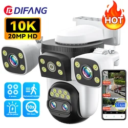 10K Three Screen WiFi Camera Outdoor 10X Zoom PTZ Video Street Camera Ai Tracking Security Protection CCTV Surveillance Camera