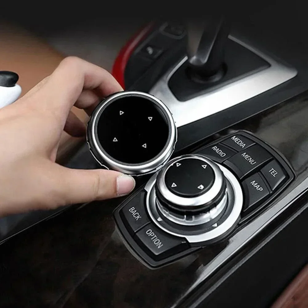 For BMW 1 2 3 4 5 6 7 Series X1 X5 X6 F20 F30 F10 F07 E60 E90 E70 IDrive Car Multimedia Big Knob Covers Button Trim Control