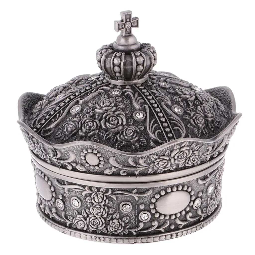 صندوق مجوهرات على شكل تاج عتيق منظم حاوية الحلي