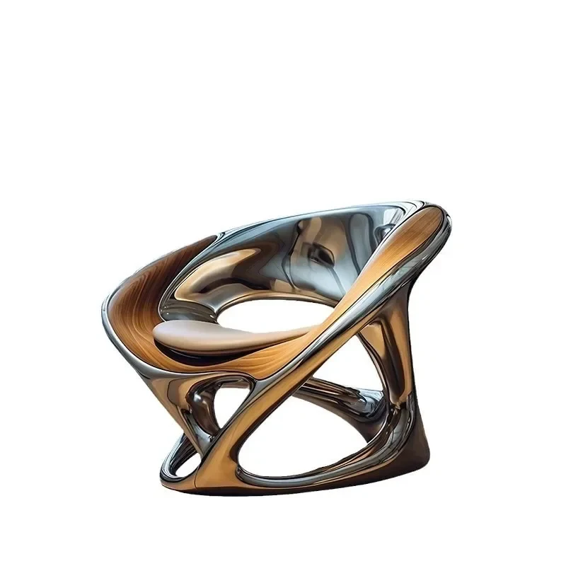 

high quality Leisure living room balcony single sofa, modern negotiation bright hollow electroplating chair