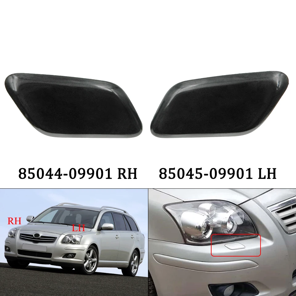 

85044-09901 (RH)& 8504509901 (LH) Black Headlight Cleaning Cap Washer Nozzle Spray Covers For Toyota Avensis T25 2006-2008