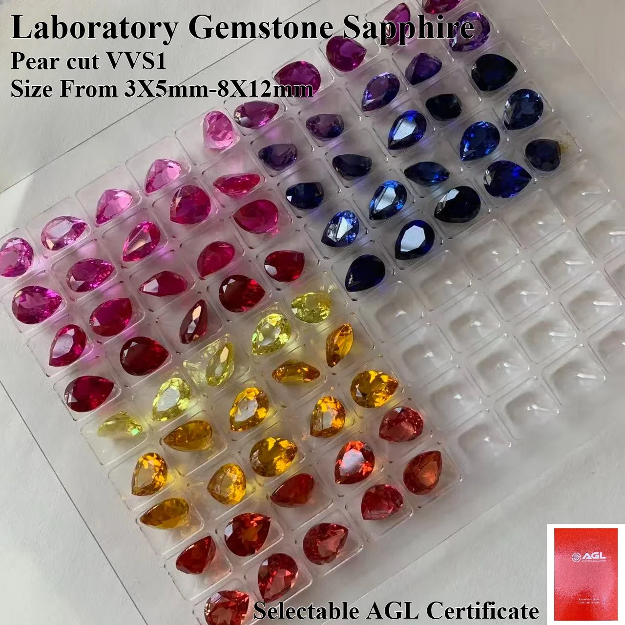 Laboratory Gemstone Sapphire Gemstone Pear Shape DIY Charms Jewelry Earring Rings Making Main Materials Selectable Certificate