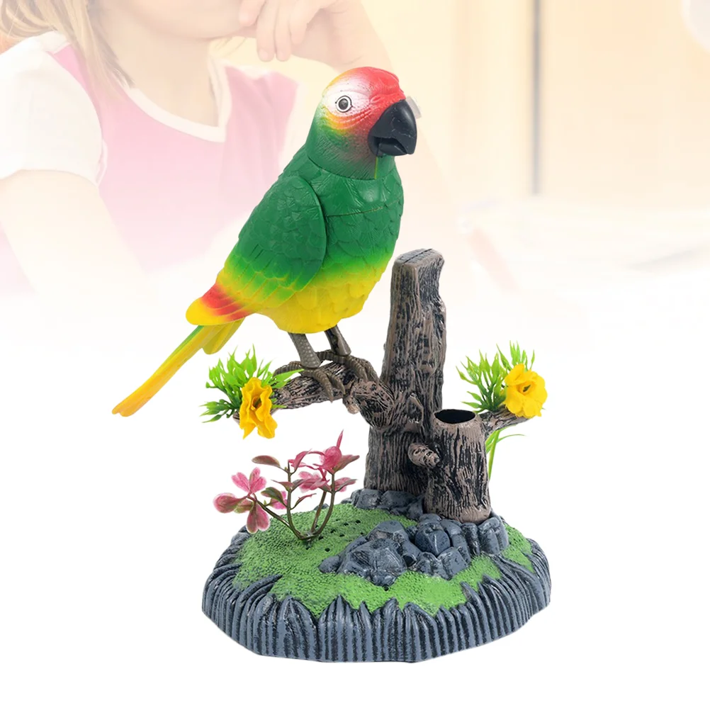 1 x bureau de chirrage nament sons de chant réels jouet activé par le mouvement porte-stylo décoratif conception d'arbre capteur d'oiseau de chant