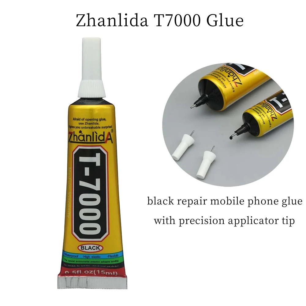100pcs 15ML Mobile Phone Repair T7000 Black Super Glue, With Metal Needle, Phone Touch Screen/Back Cover/Frame Repair Adhesive