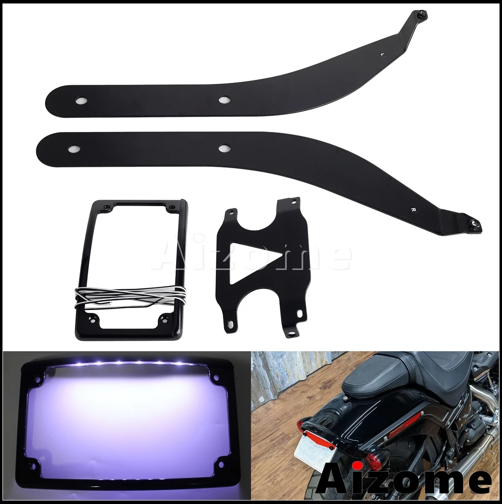 Rear Fender LED Light Number Licence Plate Holder For Harley Softail Low Rider S FXLRS 114 2020-22 FXLRST FXLRS FXRST 117 22-24