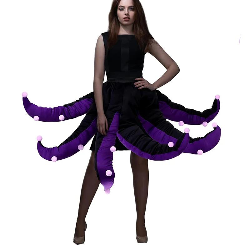 

Black Purple Octopus Dress Long Tentacles Witch Halloween Fancy Dress Up Women Octopus Costume