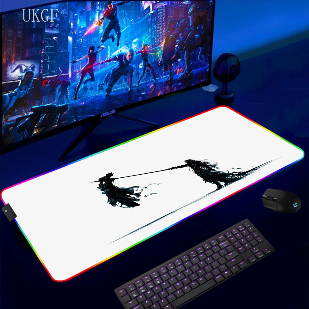 Mouses Mice With Backlight Desk Mat LED Gaming Final Fantasy XIV Black Mousepads Large PC Gamer Mousepad RGB Luminous Mouse Pad