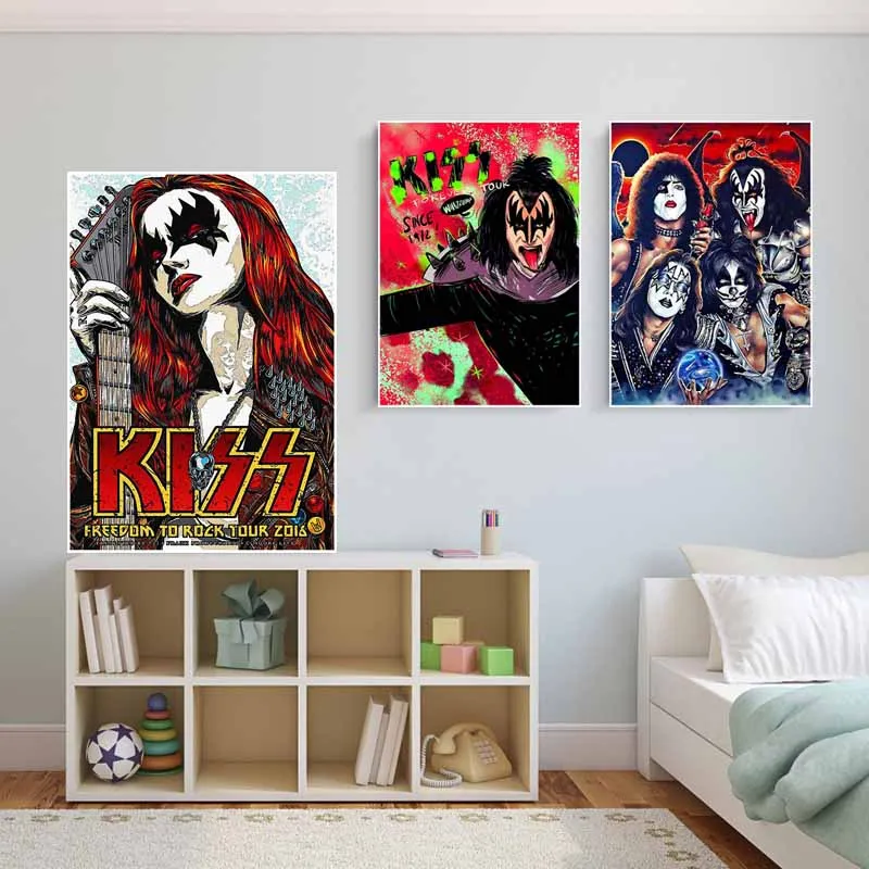 Classic Metal Rock Singer Poster Kiss Band White Paper Music Star Prints Pictures for Home Decor Room Bar Decorative Painting