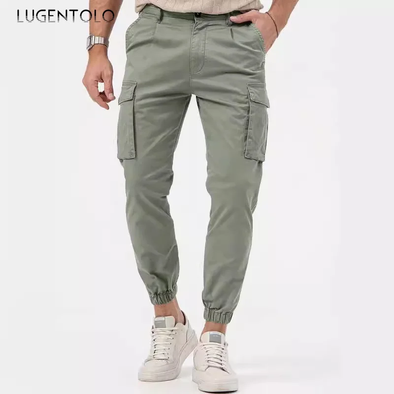 

Men Casual Cargo Pants Outdoor Solid Color Multi-pocket Tapered Sporty Jogging Bottoms High Street Party Fashion Clothing