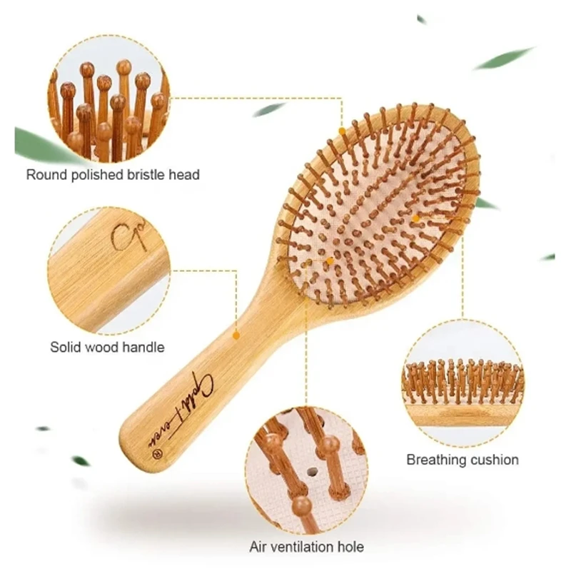 Best Quality Cushion Hair Brush for Massage Custom Logo Wide Tooth Bamboo Comb Hair Comb Set