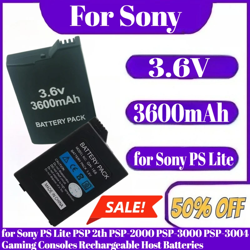 

10pcs 3600mAh Built-in Battery for Sony PS Lite PSP 2th PSP-2000 PSP-3000 PSP-3004 Gaming Consoles Rechargeable Host Batteries