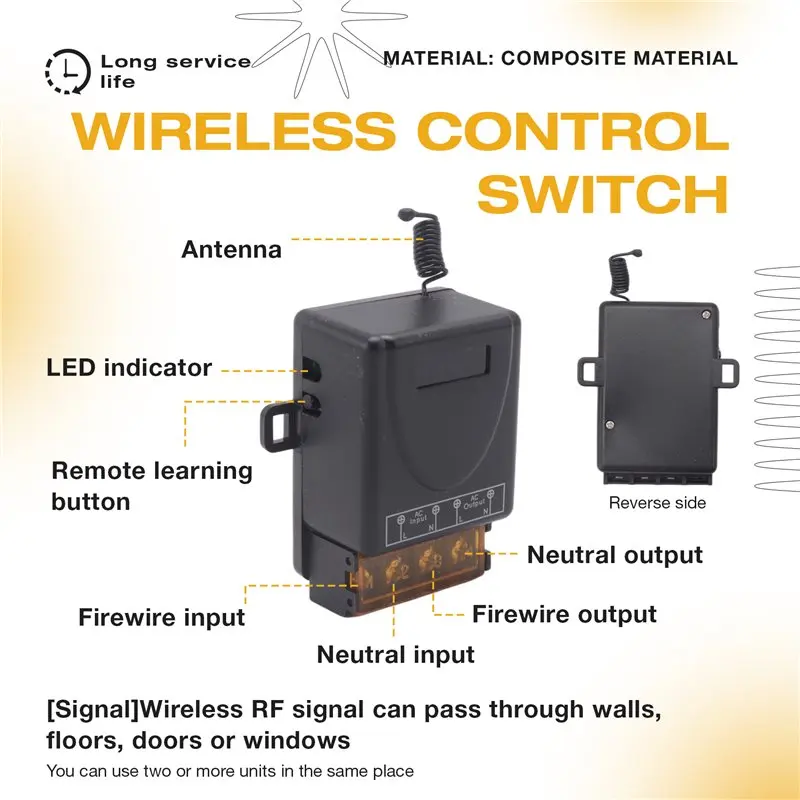 AC 220V 30A 1CH 433Mhz Wireless Remote Control Switch RF Relay Receiver Off/On Transmitter For Electric Appliance Lamp