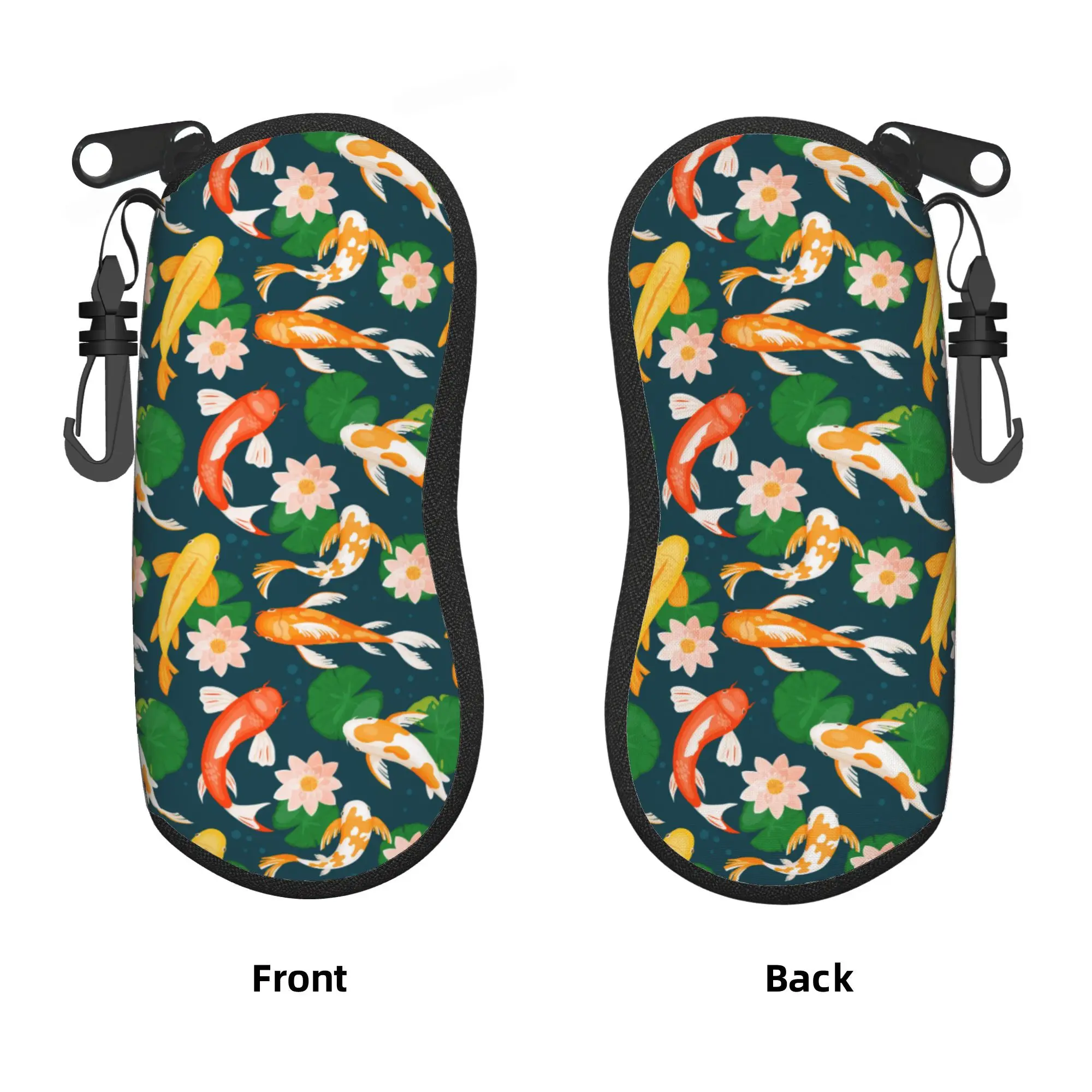 Estuche para gafas con diseño de carpa Koi en estanque de lotus, funda con cremallera para gafas de sol, bonito y práctico protector de gafas, accesorio para gafas para hombres y mujeres