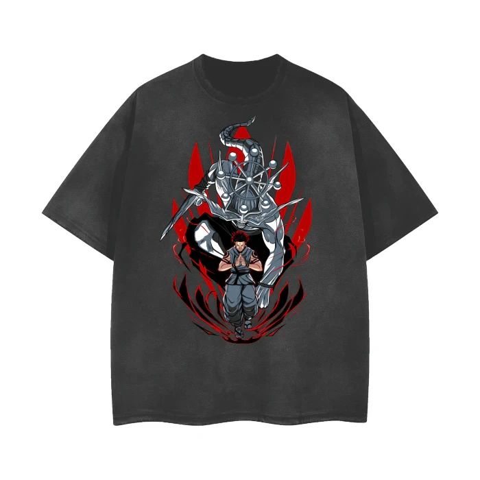 

Anime Battle Character Mechanical Red Silver Black Graphic Cotton T Shirt for Men 2025 Summer Casual Streetwear Printed Tee