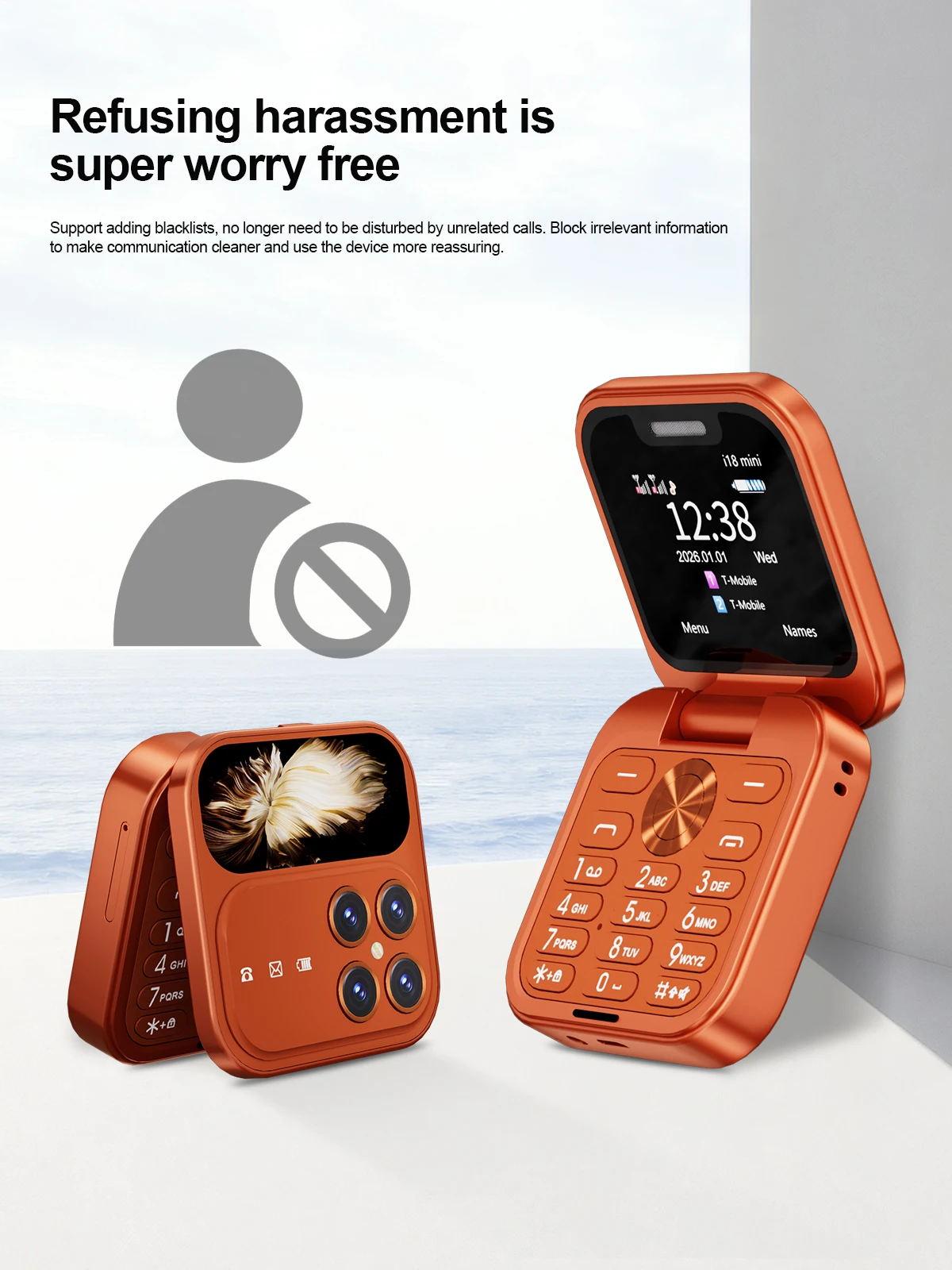 SERVO I18 mini 2G GSM/4G LTE Network Flip Mobile Phone 1.77-inch Screen Dual SIM FM Radio Flashlight Blacklist Mobile Phones