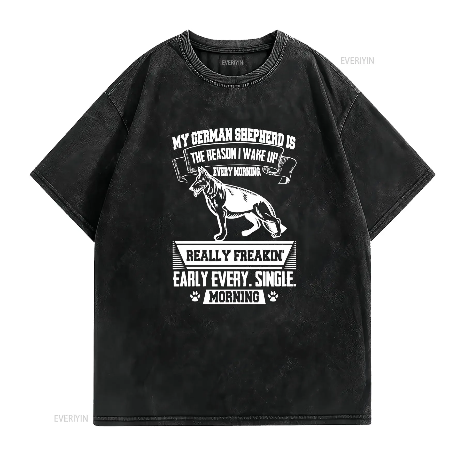 German Shepherd Dog Morning Sayings Getting Up T Shirt Premium vintage Washed Unisex Slightly Top For Everyday Wear fashion