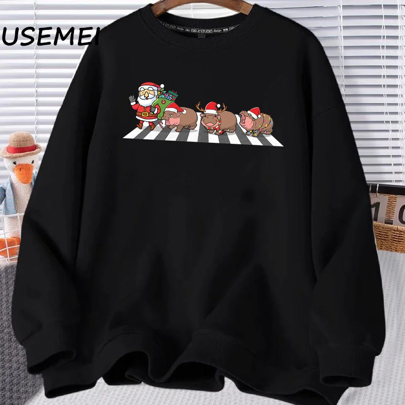 

Moo Deng Baby Pygmy Hippo Moo Deng Sweatshirt Trendy Christmas Harajuku Hoodies Sweatshirts Clothing Pullover Streetwear Coat