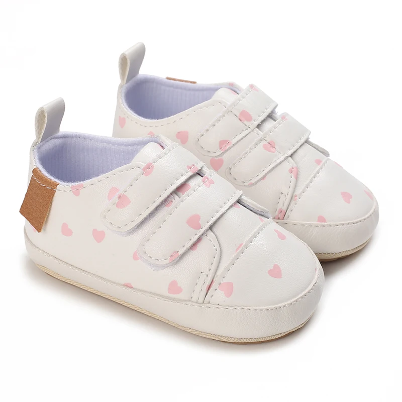 New Spring And Autumn Baby Non-slip Toddler Shoes Baby Heart Pattern Comfortable Solid Color Flat Sports Shoes