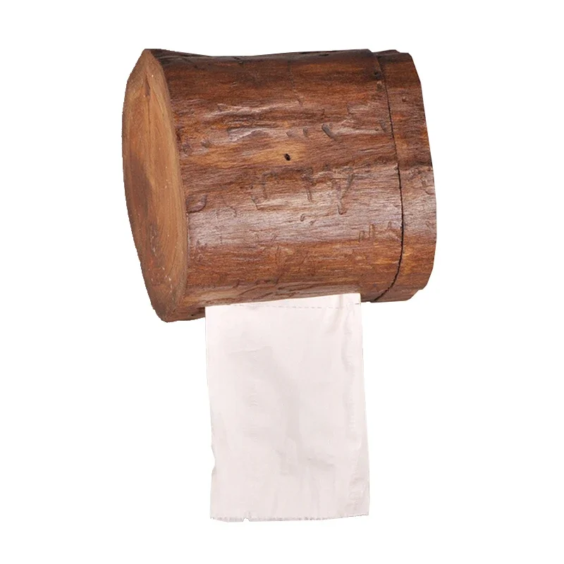 

Solid Wood Paper Towel Hanger Bathroom Retro Creative a Toilet Paper Holder