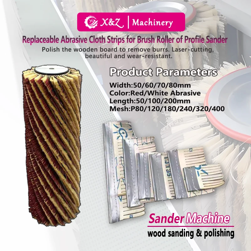 

Replaceable Red/White Abrasive Cloth Strips for Profile Sander Brush Roller Woodworking Surface Sanding Polishing Tool