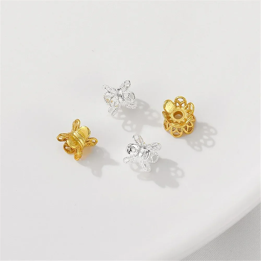 جوفاء أسطواني برأسين وعاء Diy اليدوية سوار قلادة اللؤلؤ على الوجهين زهرة قبعة مجوهرات اكسسوارات