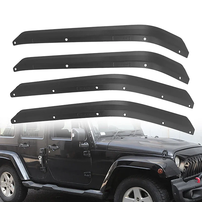 4Pcs/Set Black Front Rear Mudguards Widening Wheel Arch Waterproof Splash Modification Car Parts Fit For Wrangler JK 2007-2017