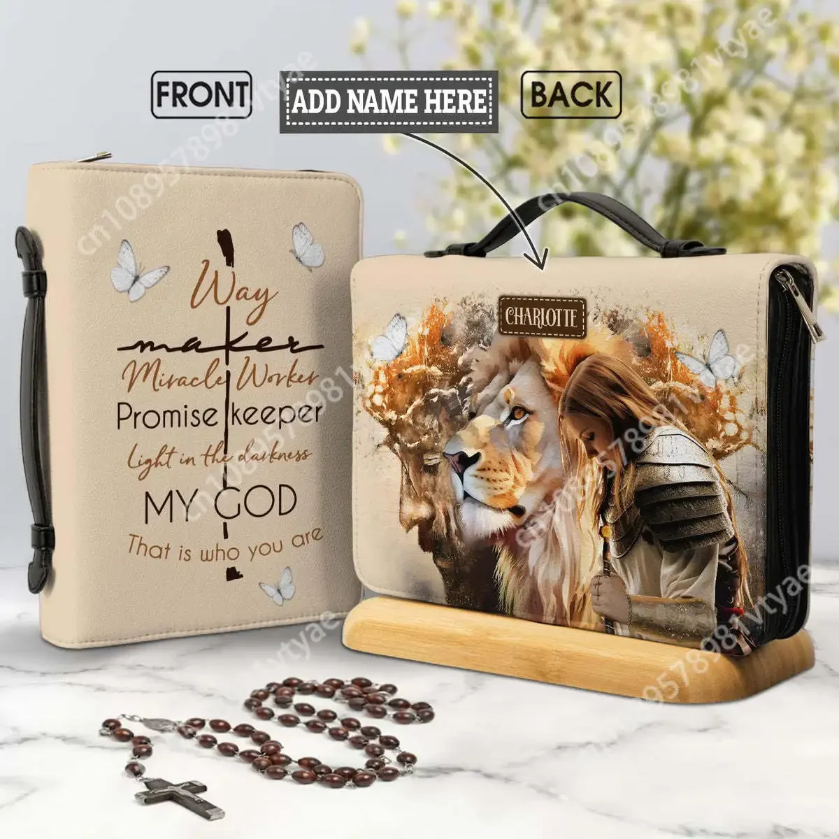 Women's Bible Storage Bag Way Maker Miracle Keeper Church Gathering Handbag Study Book Holy Storage Boxes Lion Butterfly Totes