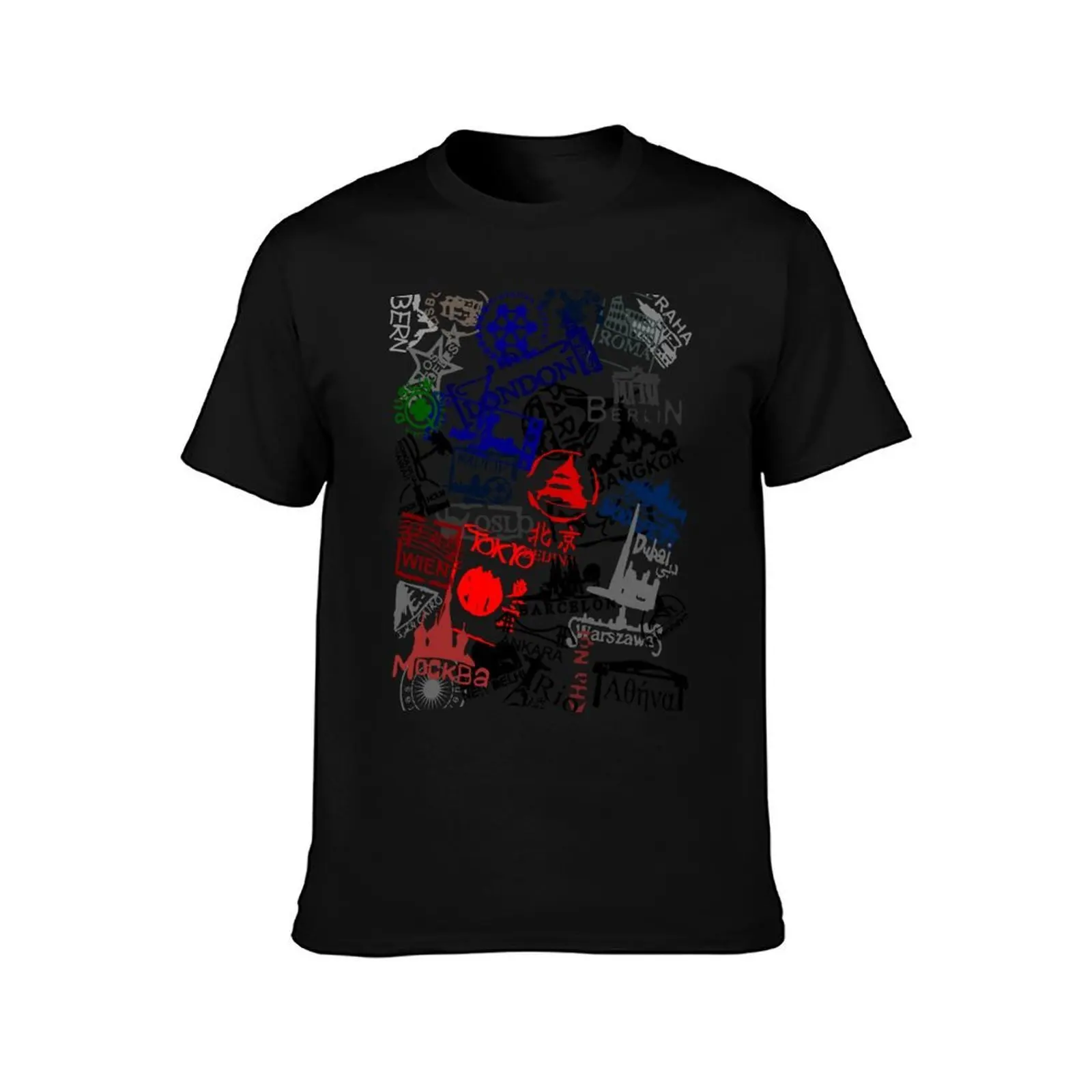 Travel Destination Passport Stamps T-Shirt, Summer Casual Cotton Tee, Oversized Streetwear Tops, Vintage Graphic Print