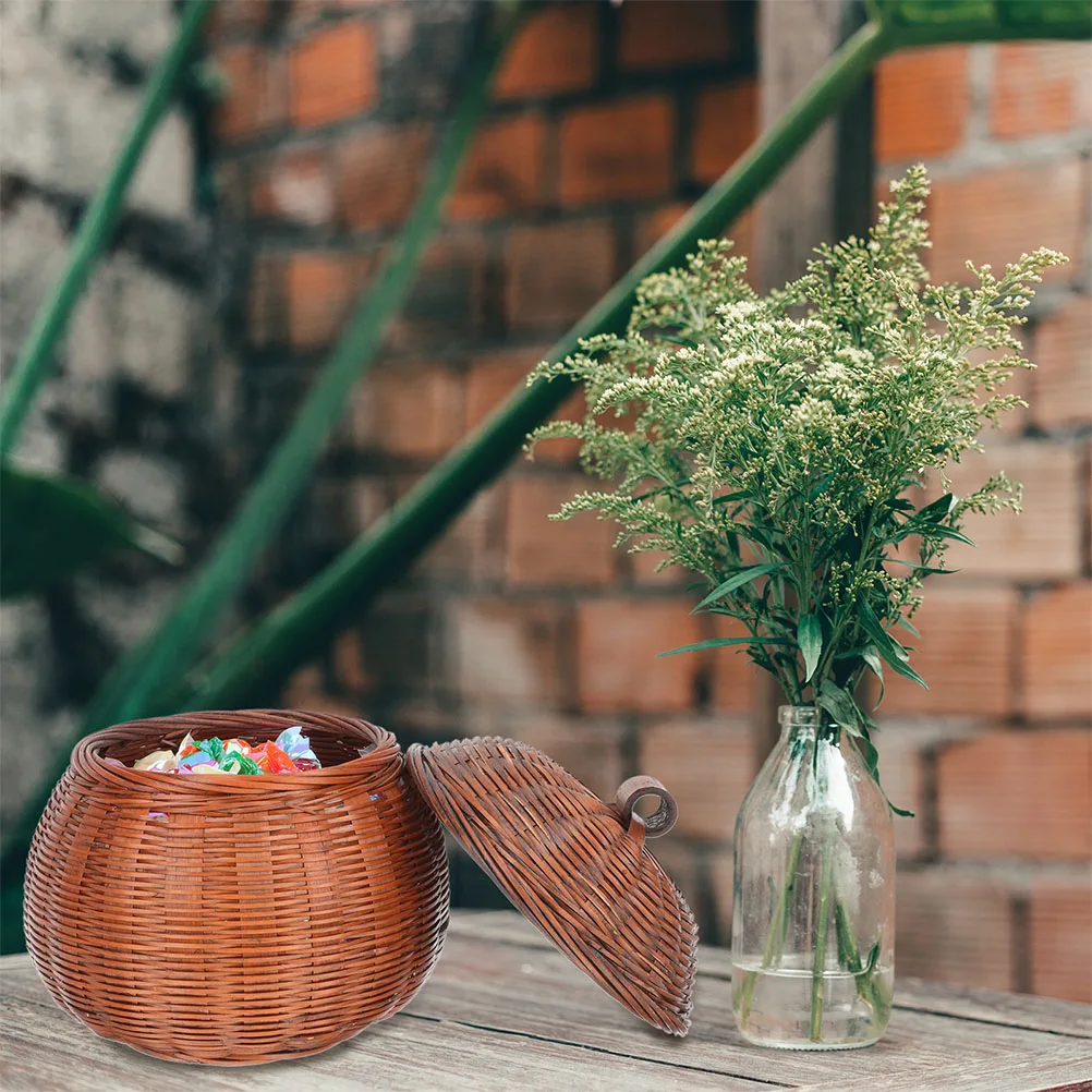 

Pumpkin Basket with Cover Storage Basket for Egg Tea Leaf Multi-Function Household Retro Style Natural Desktop