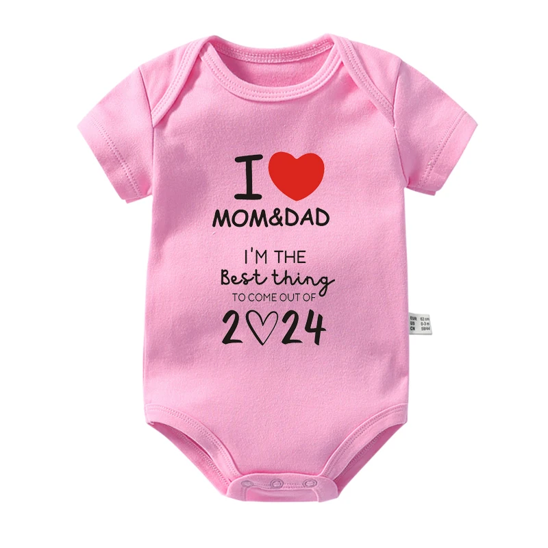 I\'m The Best Thing 2024 Newborn Baby Rompers Cute I Love Mom and Dad Infant Summer Bodysuits Short Sleeve Boys Girls Clothes