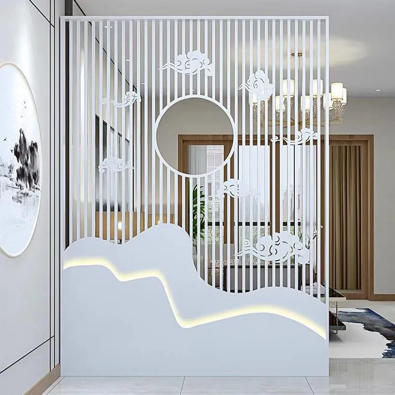 New Chinese-style small apartment household facing the door, screen partition, entrance cabinet, living room door occlusion, sim