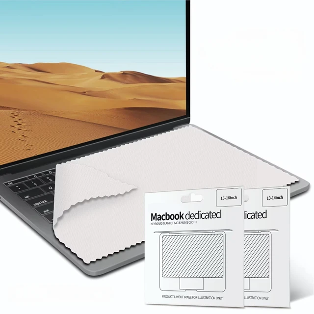 2 szt. Ekran laptopa klawiatura ochrona przed odciskami wkładka z mikrofibry ściereczka do czyszczenia kompatybilna z MacBook Air Pro 13 "14" 15 "16"