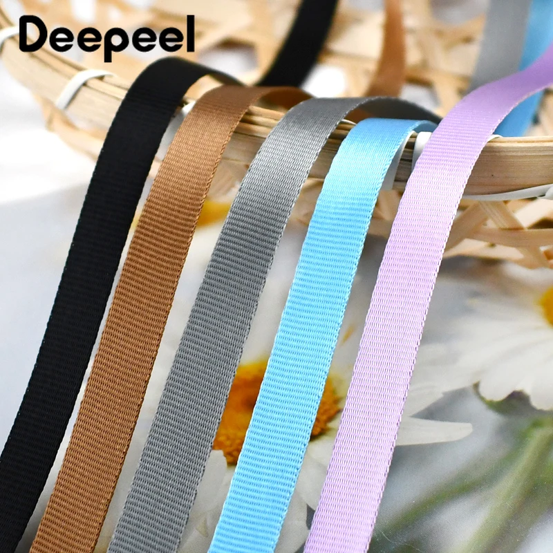 45Meters Deepeel 10mm Colored Nylon Webbing Tape Bag Strap Decorative Ribbon Band Phone Work Cards Lace Belt Garment Accessories